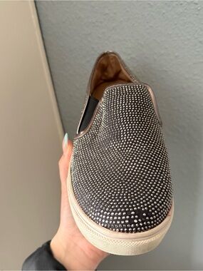 Steve Madden Black Rhinestone Slip-On Sneakers